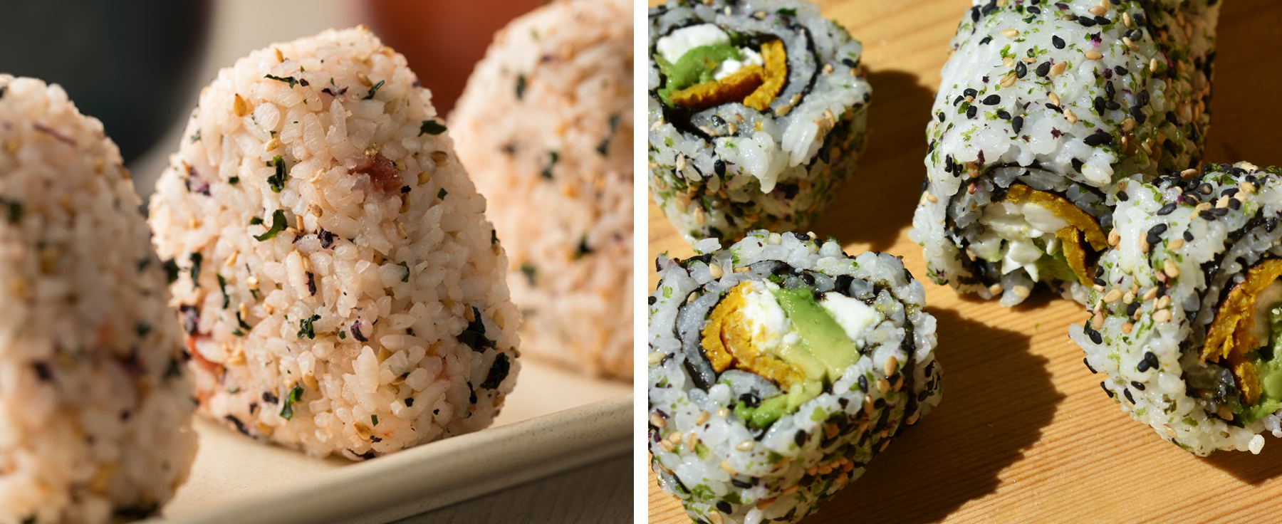 furikake in onigiri and sushi rolls