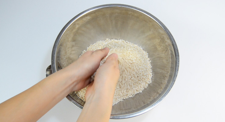 Use your hands to separate the grains