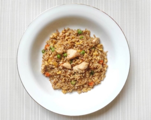 Brown Rice Fried Rice with Chicken and Peas