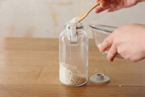 Add the rice koji into the jar
