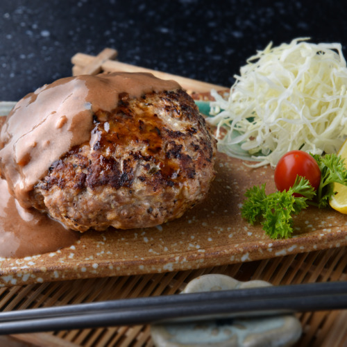 Hamburger Steak with Black Garlic Sauce